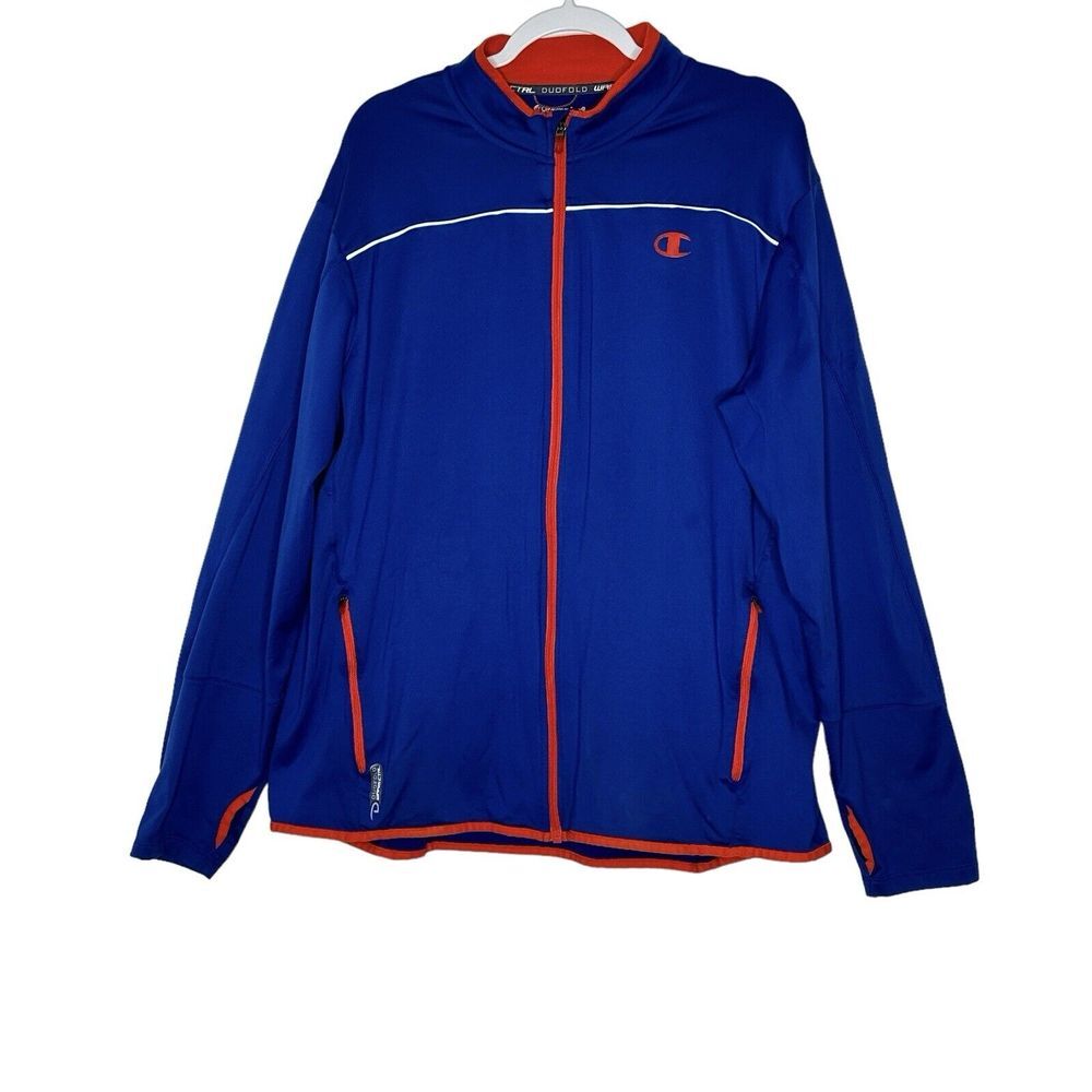 Champion Jacket Zip Up Duofold Warm Blue Orange Mens Size XL